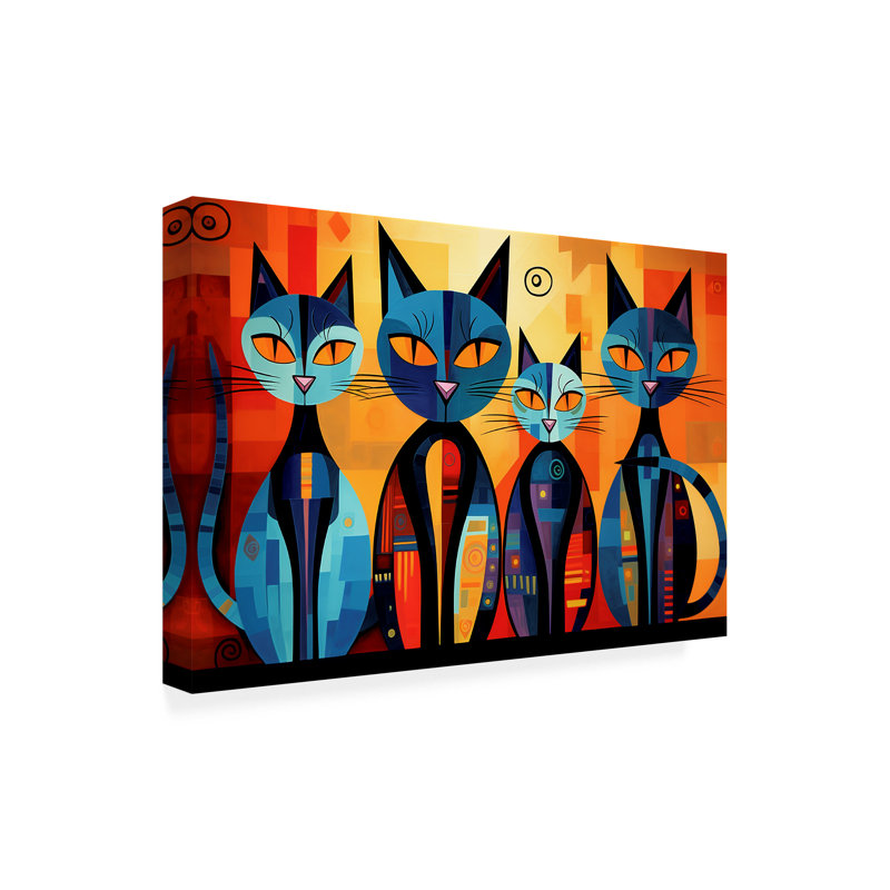 «Animals Colorful Cat 4 on Canvas» par Ray Heere, reproduction, H 12 po x l 19 po x P 2 po