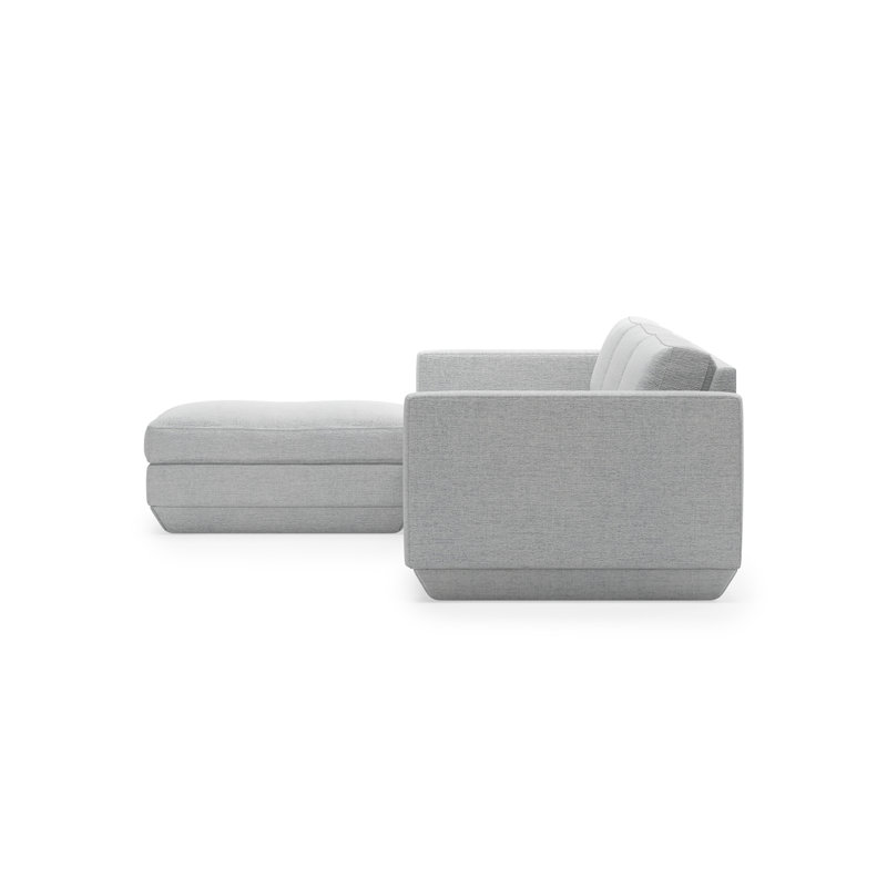 Podium Modular 4 PC Sectional, Left Hand Facing, Bayview Silver Performance Twill
