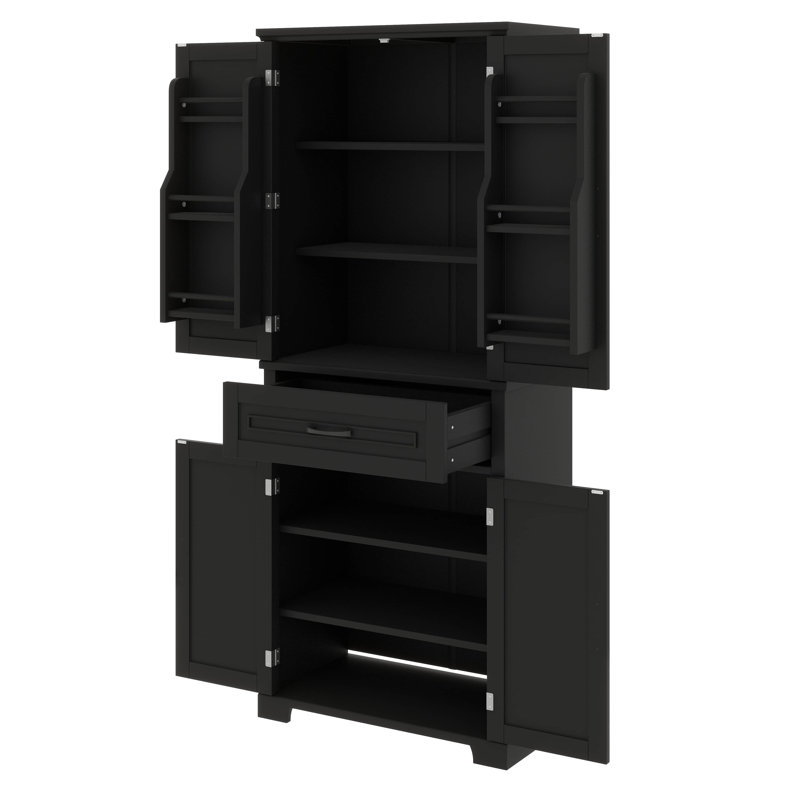 Bathroom Storage Cabinet With Doors And Drawer, Multiple Storage Space, Black