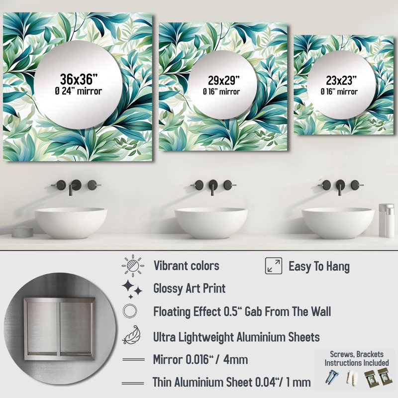 Miroir Oceanic Foliage, 23 po x 23 po