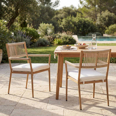 Rope Patio Dining Chairs, Metal Frame Outdoor Seating