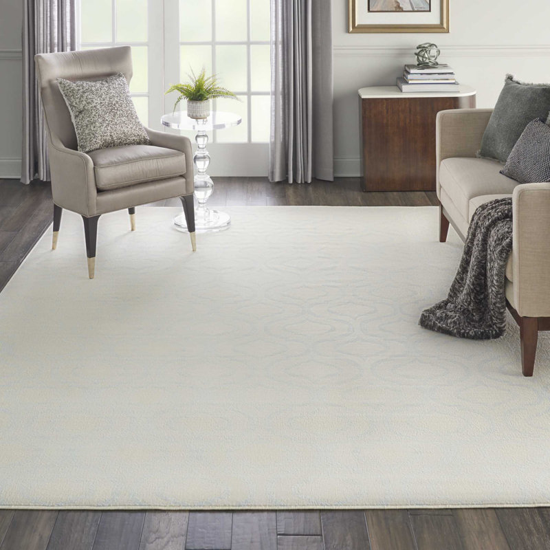 Tapis géométrique ivoire / bleu clair Kardinya, Rectangle 5 pi 3 po x 7 pi 3 po
