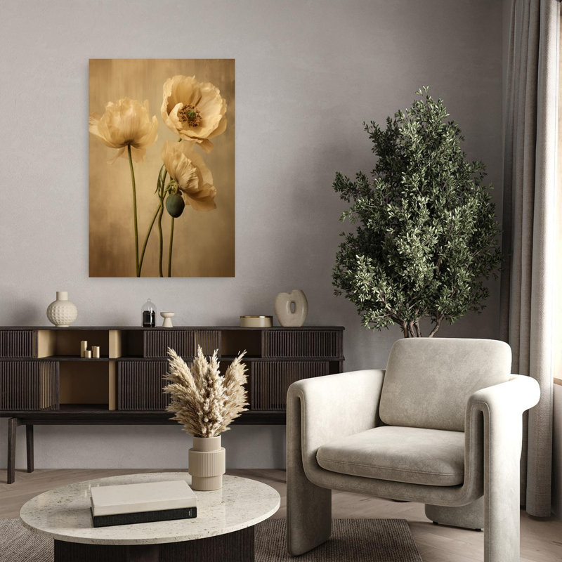 Delicate Cream Poppies by Bilge Paksoylu - Wrapped Canvas Print, 91.44 cm H x 60.96 cm W