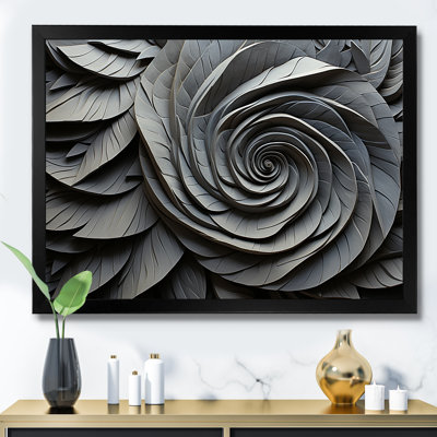 Grey Spiraling Abstrract Flowers - Abstract Spirals Wall Art