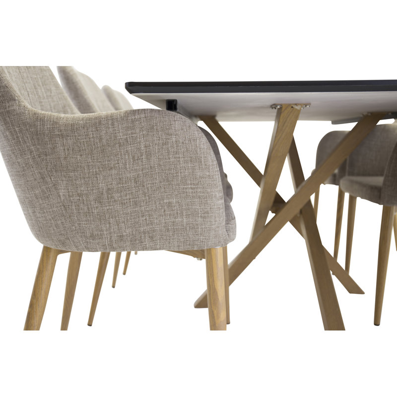 Chelsey 6 - Person Dining Set, Light Grey/Oak, Black