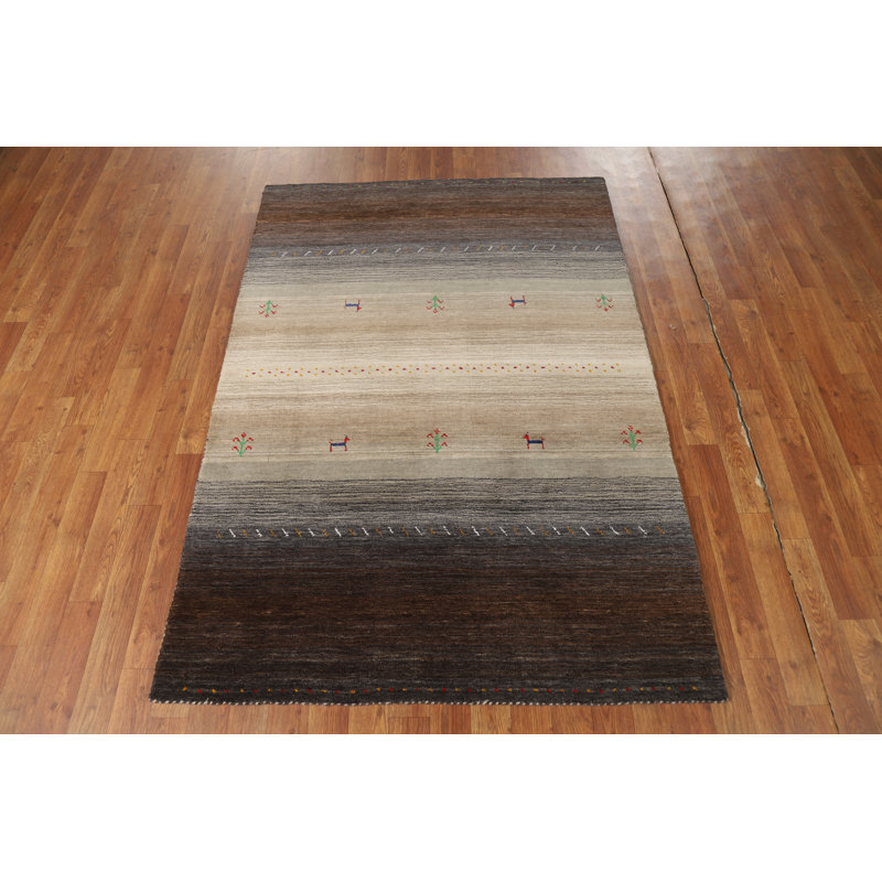 Striped Wool Gabbeh Oriental Rug 4x6