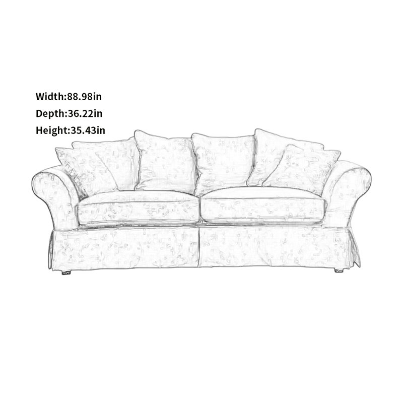 Canapé simple décontracté rouge, H 35,43 po x l 88,98 po x P 36,22 po