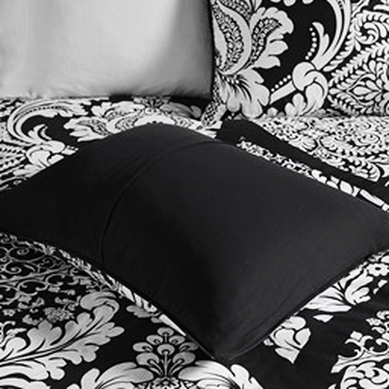 Ensemble de literie en coton 7 pièces - noir pour très grand lit avec magnifique tissu imprimé pour chambre à coucher, Noir