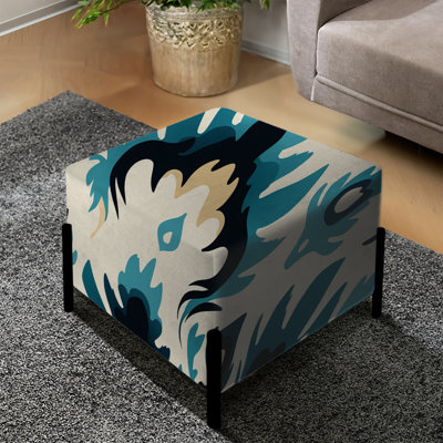 Ikat Symphonique noir urbain industriel - repose-pieds carré Ikat
