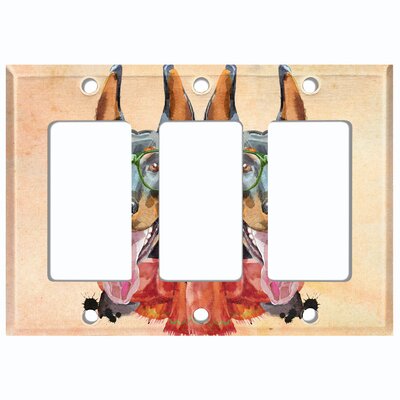 Cute Doberman Dog Smart Glasses Scarf 3-Gang Toggle Light Switch Wall Plate -  WorldAcc, F-R3-DOG022