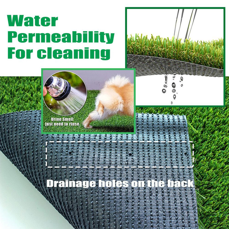 Gazon artificiel 4 pi x 10 pi en simili gazon pour intérieur et extérieur avec trous de drainage, 4X10FT