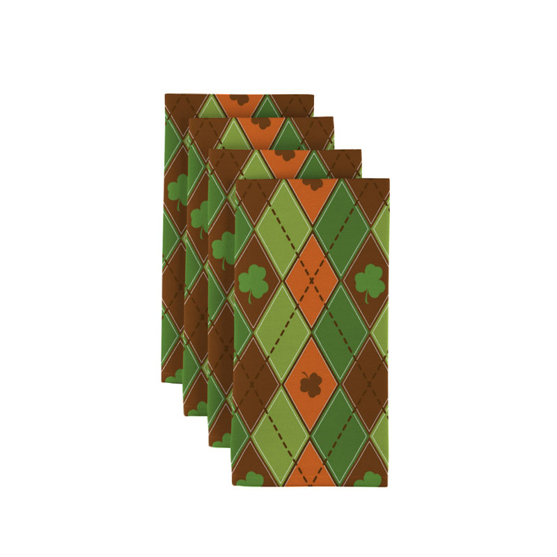Polyester Geometric Square Napkin, Orange