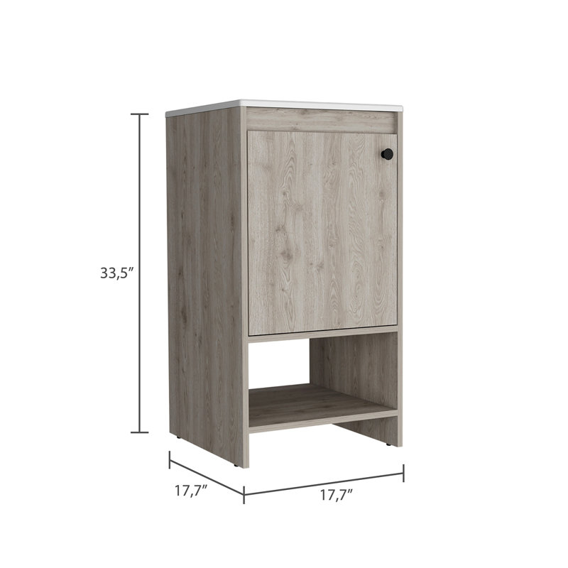 Armoire de meuble-lavabo autoportante à 1 tablette, Gris clair