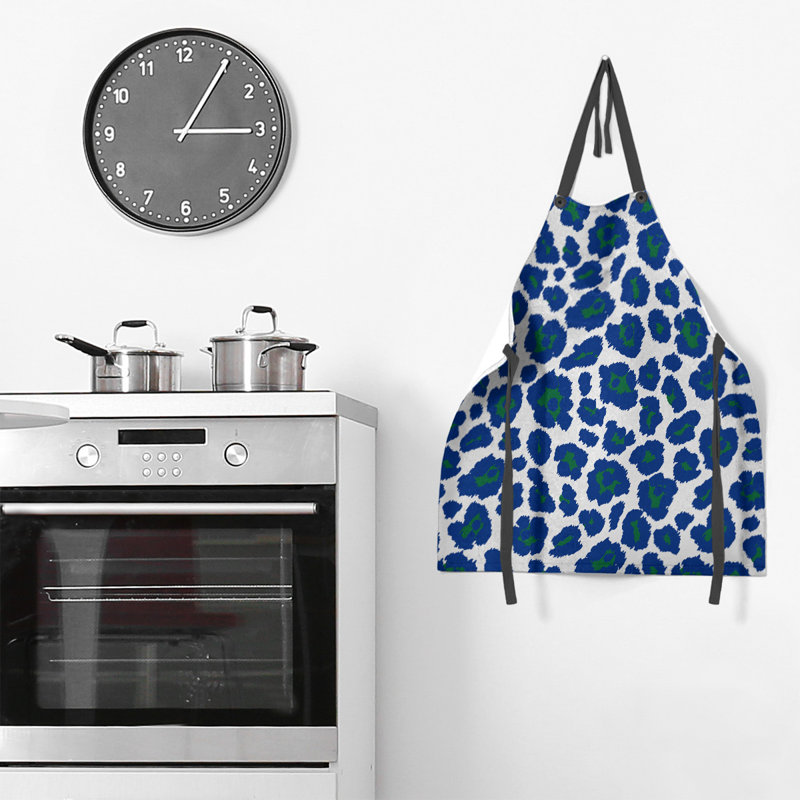 Animal Print Bib Apron, White/Green/Blue