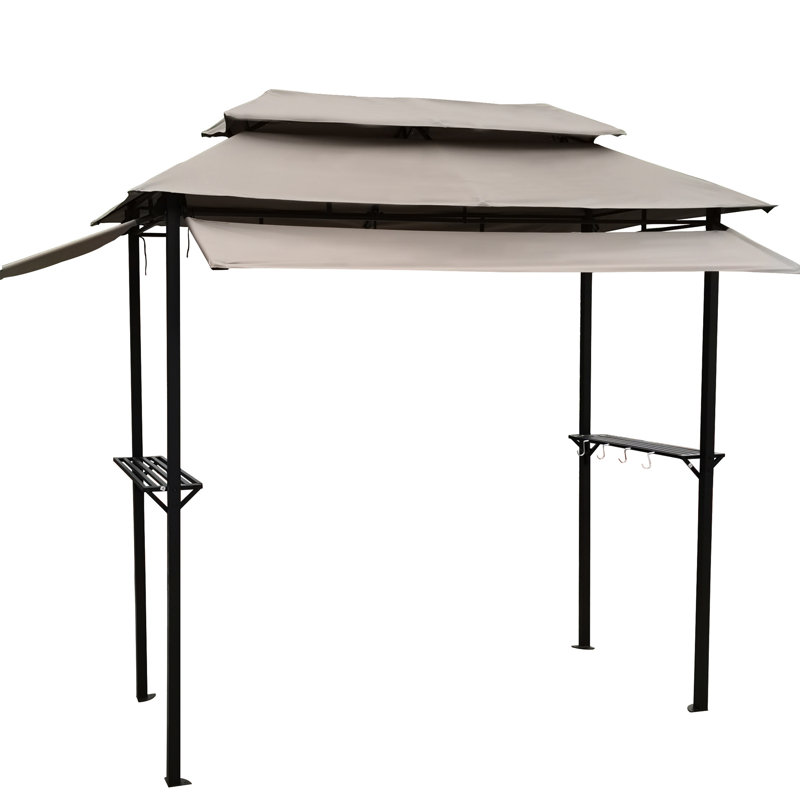 Pavillon de jardin 8 x 4 pi avec structure en acier robuste et tissu ignifuge, Tan