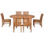 Ensemble de salle à manger 7 pièces en bois de teck comprenant une table d'extension ronde à ovale avec 6 chaises d'appoint Abacho