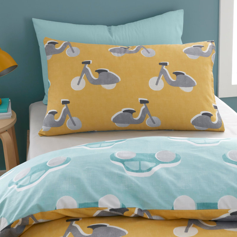 Cool Cars Cotton No Pattern Duvet Cover Set, Yellow/Blue, Single - 1 Standard Pillowcase