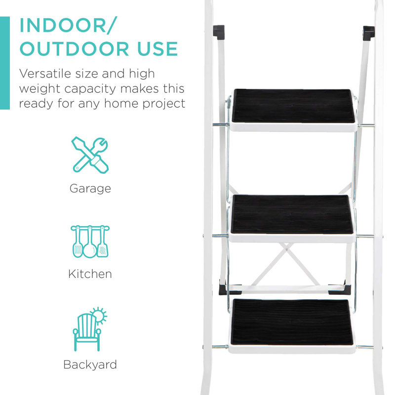 3 Step Ladder Folding Sturdy Lightweight Portable Step Stool
