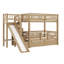 Lit superposé simple au-dessus de simple avec glissière, escalier de rangement et 2 tiroirs - mobilier de chambre d'enfant peu encombrant, noyer