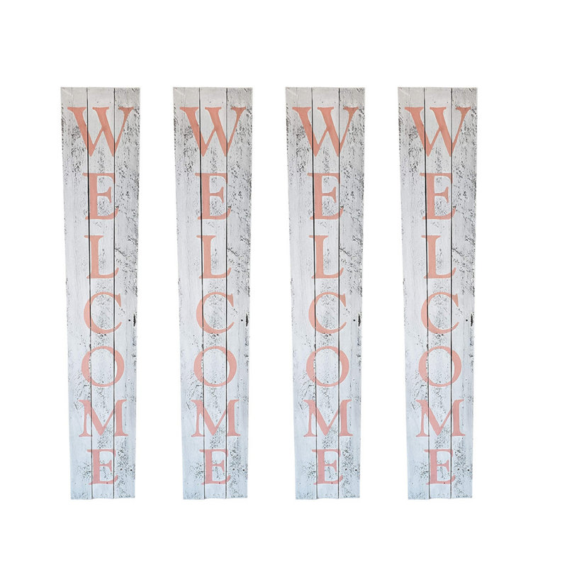 Handmade Farmhouse Wall Decor on Solid Wood, White/Coral