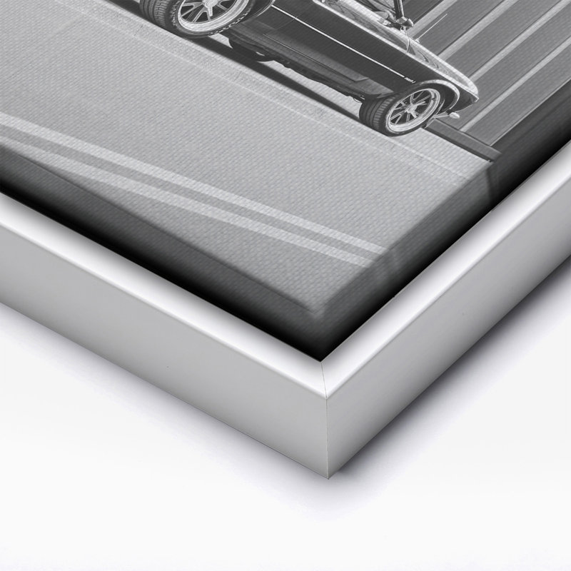 Voiture dans la rue, Canvas, 18"H x 24"W, White Framed
