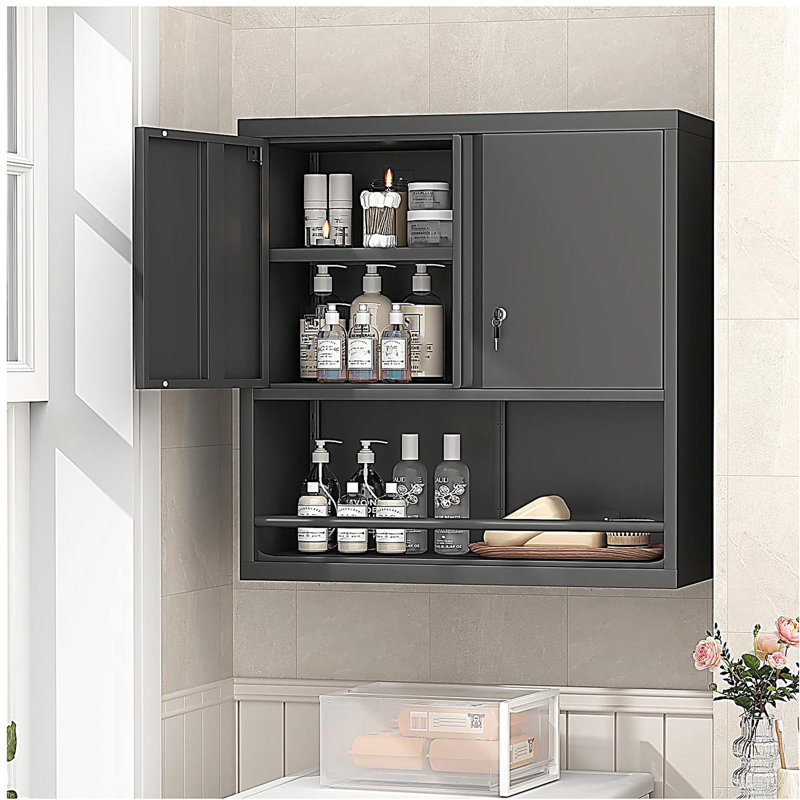 Armoire de cuisine 2 portes avec tablettes réglables, Noir