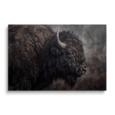 Tableau multicolore sur toile représentant un bison dans un paysage, œuvre d'art murale picturale pour le salon, la salle à manger et la chambre.