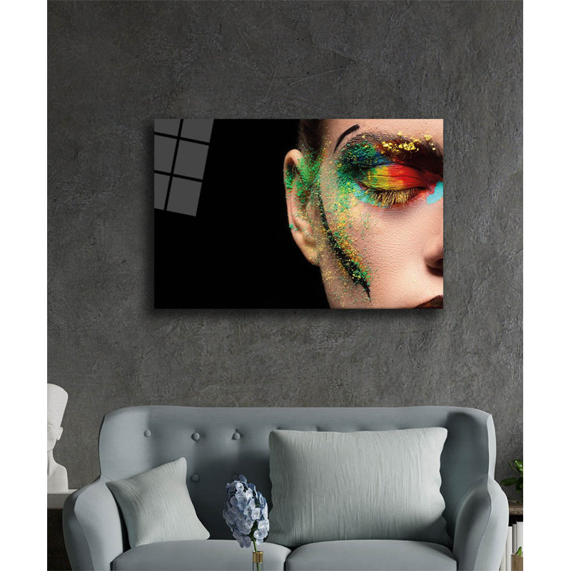 Élégante peinture décorative en verre trempé 18,1 po x 28,3 po | 100% verre trempé, épaisseur: 0,16 pouce | Superbe œuvre d'art pour la décoration intérieure, le salon et les espaces de bureau, durable et facile à nettoyer
