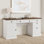 Bureau de direction 60 po moderne, bois cannelé avec tiroirs et prise de courant, poste de travail d'ordinateur brun