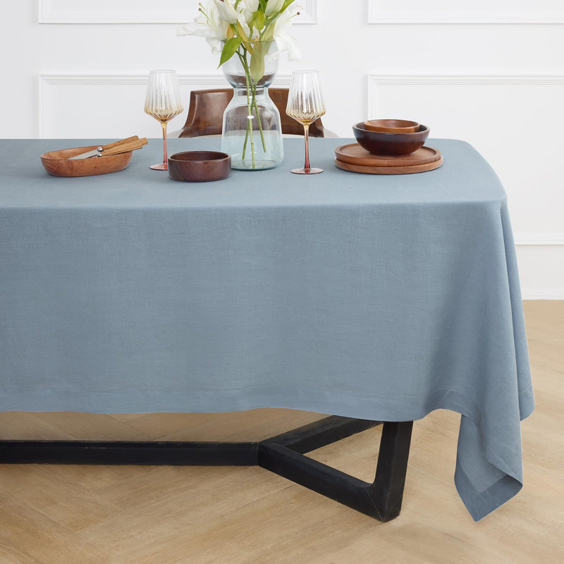 Sonoma - 100% Pure Linen Tablecloth (Prewashed), 132" x 70", Dusty Blue