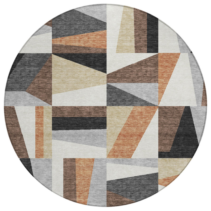 Machine Washable Indoor/Outdoor Chantille ACN2327 Geometric Rug, Round 8'