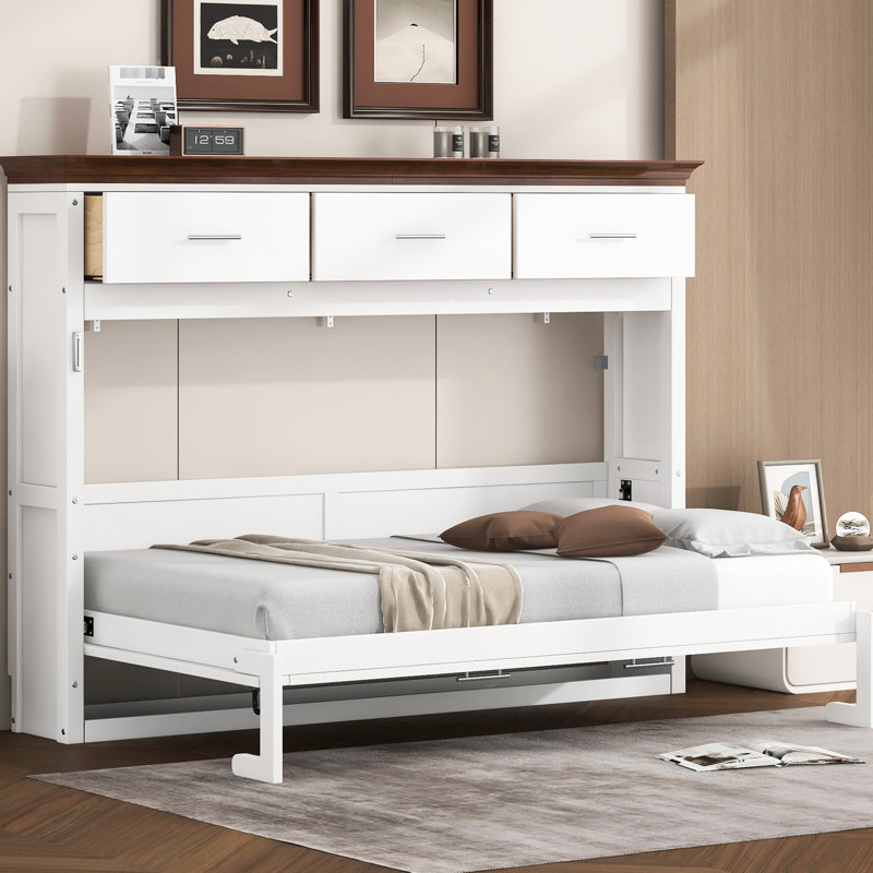 Lit simple de couleur blanche, 3 tiroirs pour divers articles de rangement et, peu encombrant, sans sommier requis