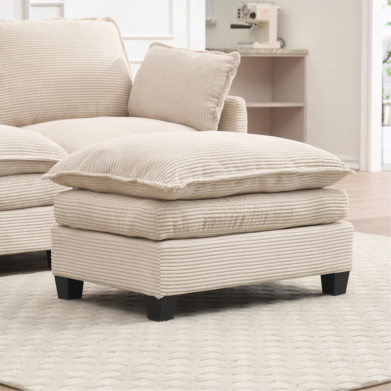 Canapé modulaire, grand canapé en U en velours, canapé rembourré confortable à 3 places avec 1 repose-pieds, 2 coussins lombaires, canapé profond pour le salon