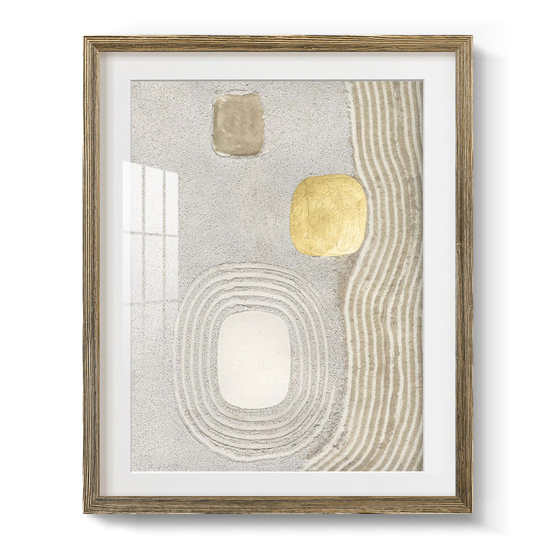 Golden Ishi II, reproduction encadrée, Papier avec cadre noyer, Blanc
