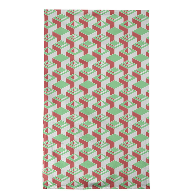 Patricia Geoffrey Tea Towel Kitchen Towel, Green/Pink, Cotton Twill