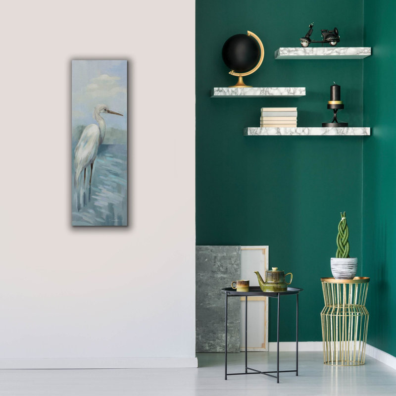 «Heron 1 Light» par Silvia Vassileva, art mural sur toile, H 36 po x l 12 po x P 0,75 po