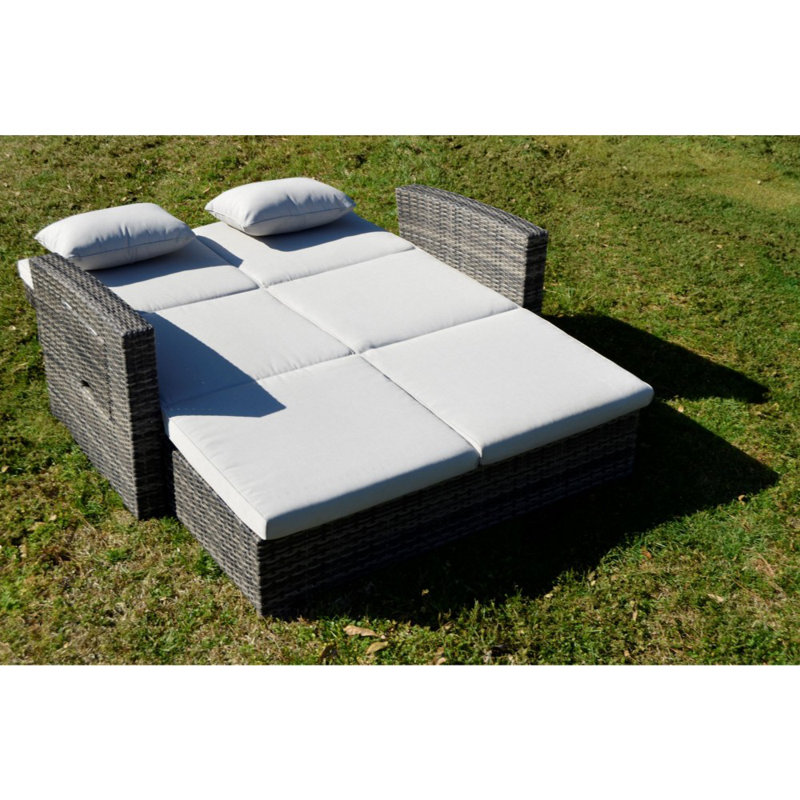 Salamone Outdoor Rust-Resistant Metal Chaise Lounge with Table , Cushion Included