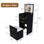 Bureau de coiffeuse compact avec miroir rabattable et rangement, table de maquillage à 3 tiroirs avec siège intégré, finition en bois aggloméré noir