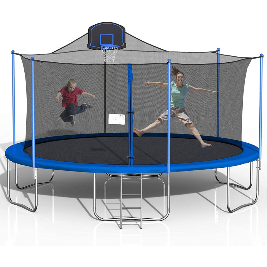 16ft Trampoline For Kids, Outdoor Trampoline With Safety Enclosure Net Basketball Hoop And Ladder, Trampoline For Adults