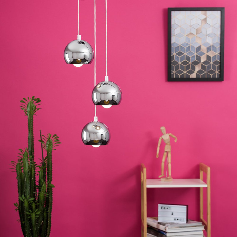 Kerry 3 - Light Silver Cluster Pendant, Polished Chrome