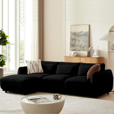 Pinsolid 101" L Shaped Modular Sectional Couch With Removable Ottoman