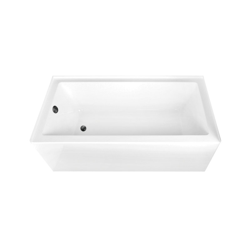 Kingston Brass Aqua Eden 66-Inch Acrylic Rectangular 3-Wall Alcove Tub, Left, Matte Black
