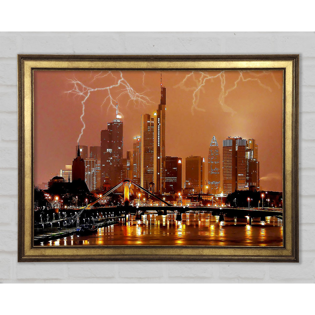 City Lightning Bolts - Einzelner Bilderrahmen Kunstdrucke auf Holz