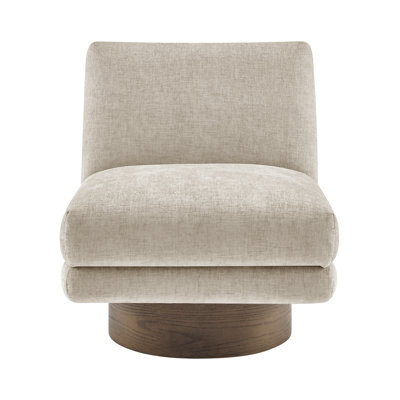 Charles Fabric Swivel Accent Chair W/ Wooden Base