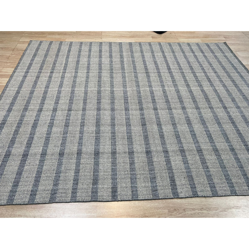 Gray Handmade Wool Area Rug, Rectangle 10' x 14'