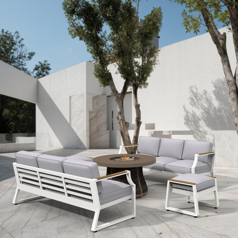 Ensemble de conversation pour 8 personnes avec coussins Areefa, Blanc