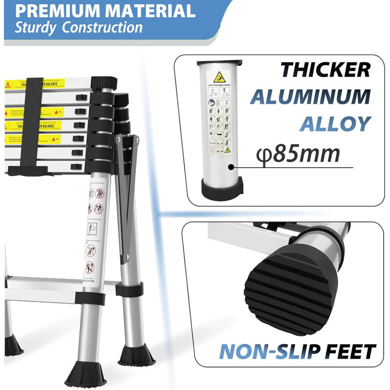 Telescoping Ladder A-Frame  Folding 6FT + 7FT Aluminium Step Ladder