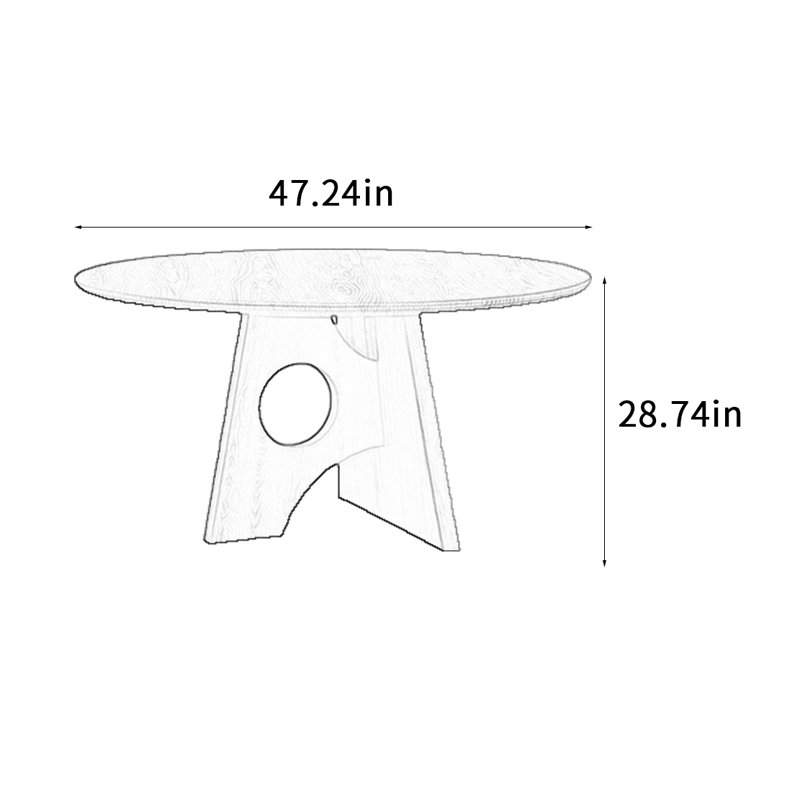 Medieval Style Solid Wood Round Dining Table, 28.74"H x 47.24"L x 47.24"W