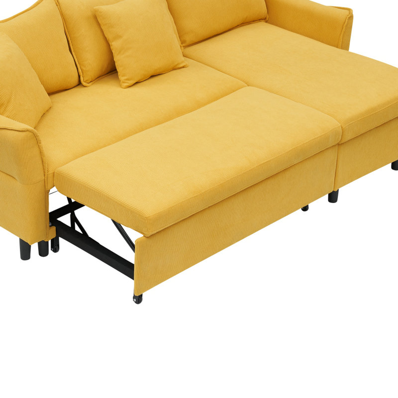 Sleeper Sofa Convertible Sofa Bed Sofa Arm Sofa Bed Couch Sleep Sofa Comfy Sofa Modern Sofa, Yellow Corduroy