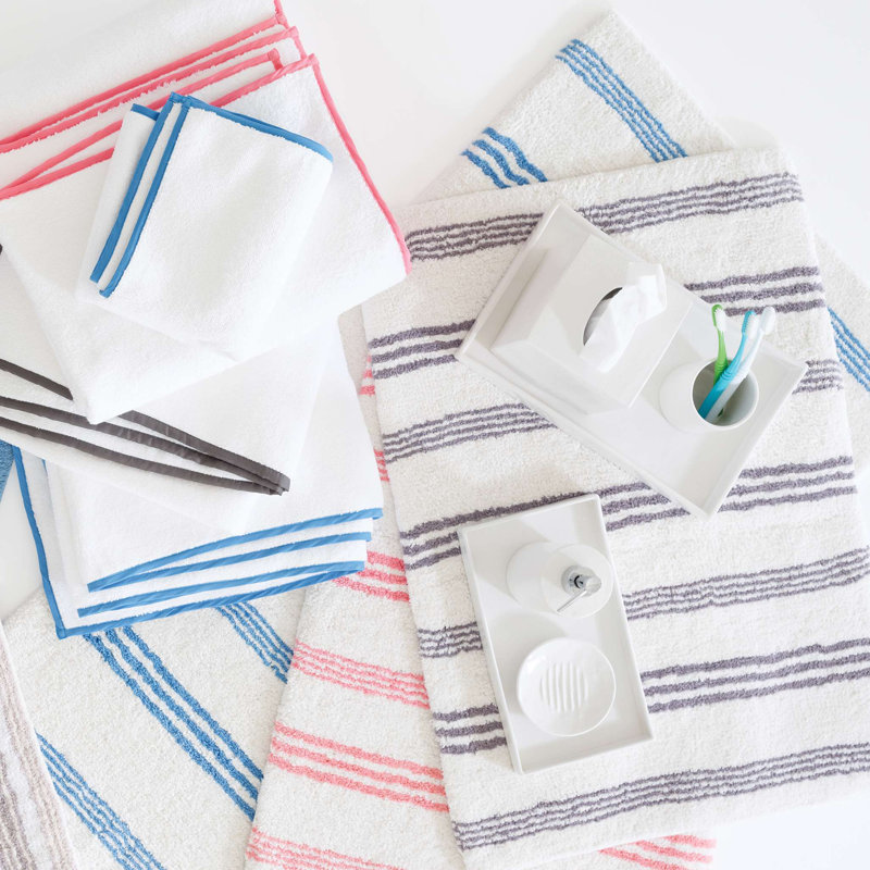 Small French Blue and White Cotton Bath Rug